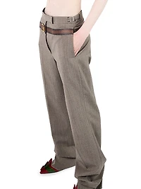 Technical Wool Pants with Printed Belt