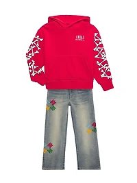 Little Kid's & Logo Bones Hoodie