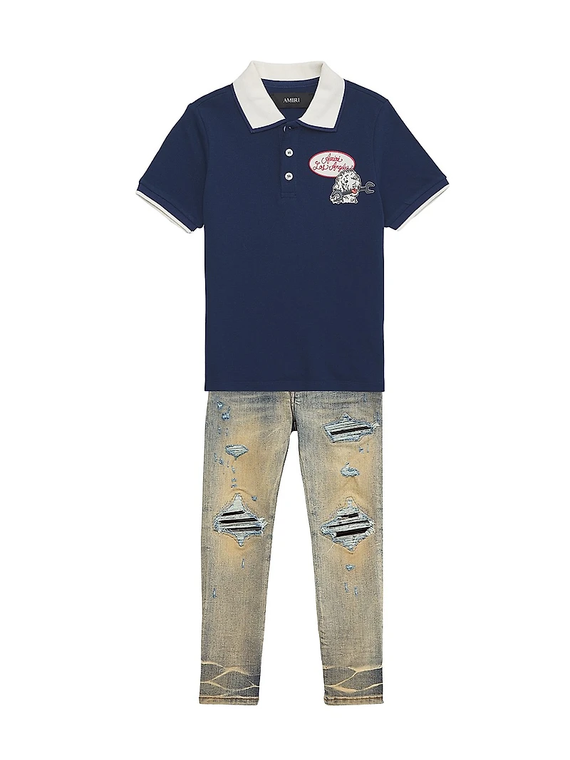 Little Kid's & Station Patch Polo Shirt