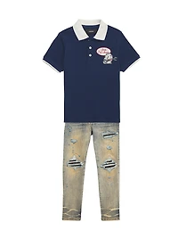 Little Kid's & Station Patch Polo Shirt