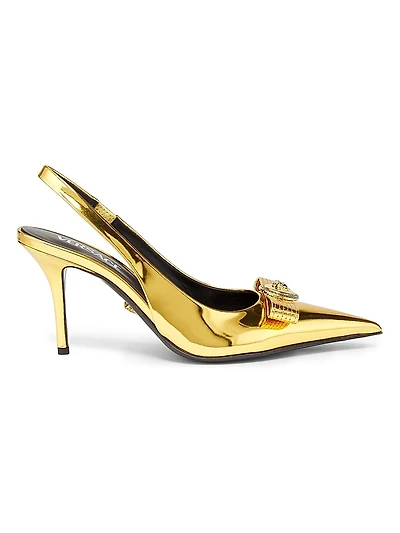 Metallic Leather 85MM Sling-Back Pumps