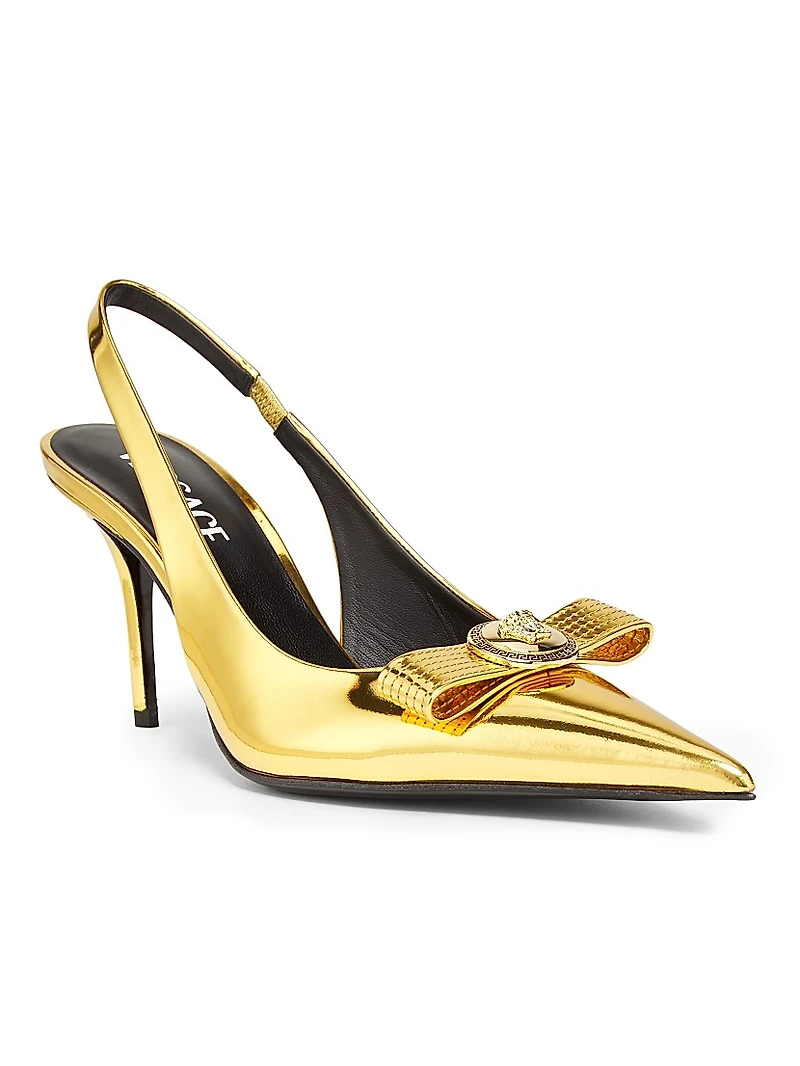 Metallic Leather 85MM Sling-Back Pumps
