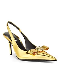 Metallic Leather 85MM Sling-Back Pumps