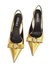 Metallic Leather 85MM Sling-Back Pumps