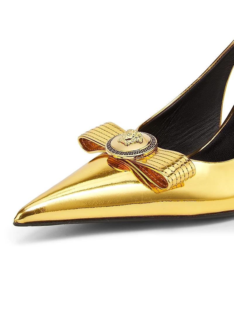 Metallic Leather 85MM Sling-Back Pumps
