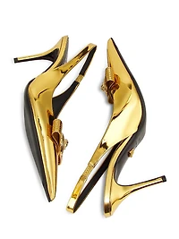 Metallic Leather 85MM Sling-Back Pumps