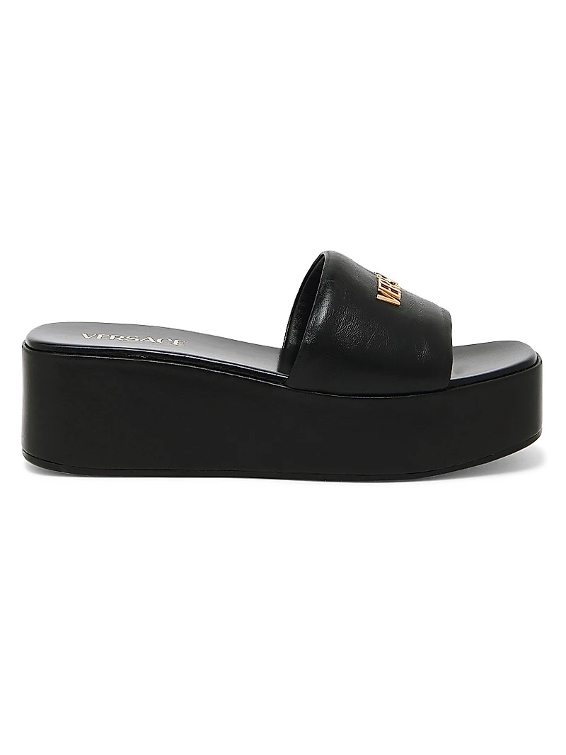 Logo 55MM Leather Platform Sandals