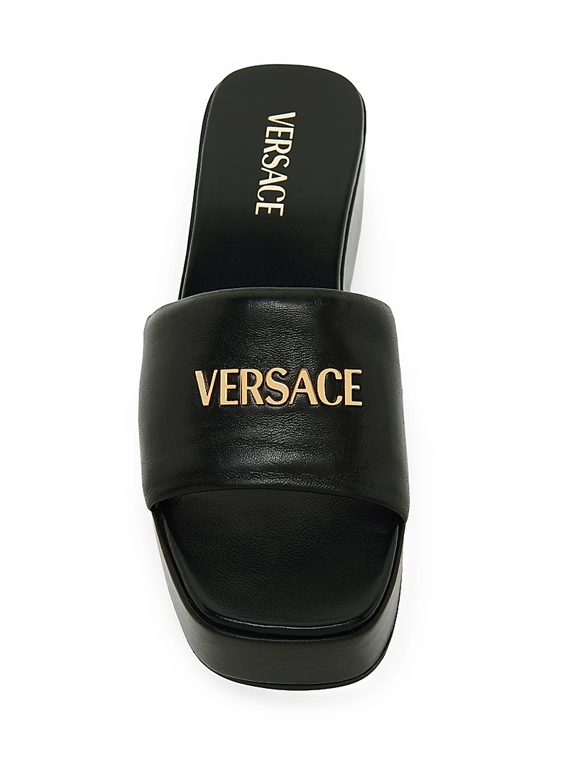 Logo 55MM Leather Platform Sandals