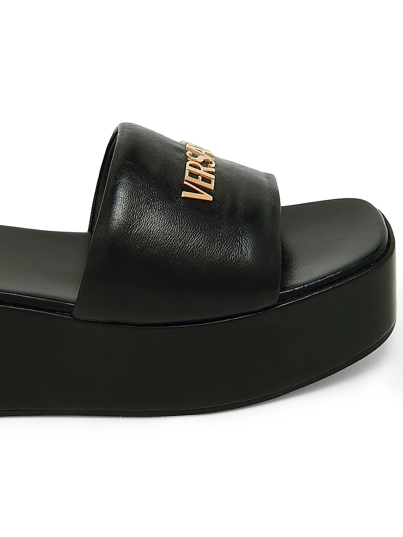 Logo 55MM Leather Platform Sandals