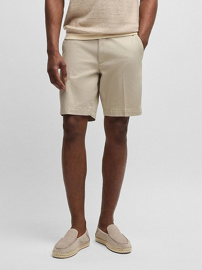 Slim-Fit Shorts Micro-Patterned Stretch Cotton