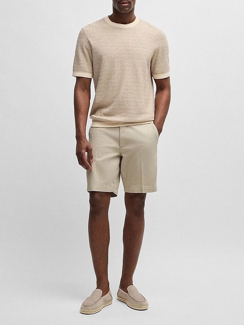 Slim-Fit Shorts Micro-Patterned Stretch Cotton