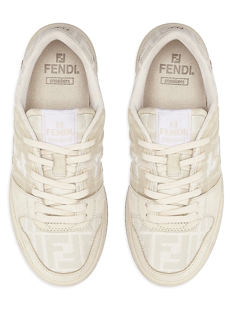 Match FF Logo Print Suede & Canvas Sneakers