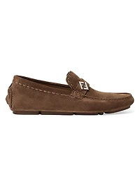 Suede Logo Moccasin-Style Driving Loafers