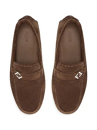 Suede Logo Moccasin-Style Driving Loafers