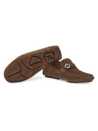 Suede Logo Moccasin-Style Driving Loafers
