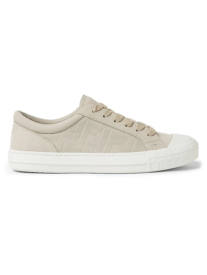 Domino Logo Leather Low-Top Sneakers