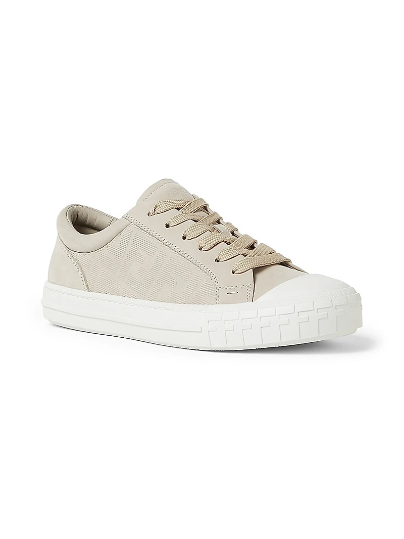 Domino Logo Leather Low-Top Sneakers