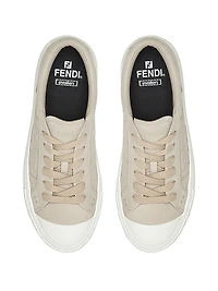 Domino Logo Leather Low-Top Sneakers