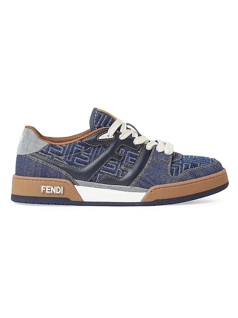 Match FF Denim & Leather Low-Top Sneakers