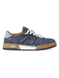 Match FF Denim & Leather Low-Top Sneakers