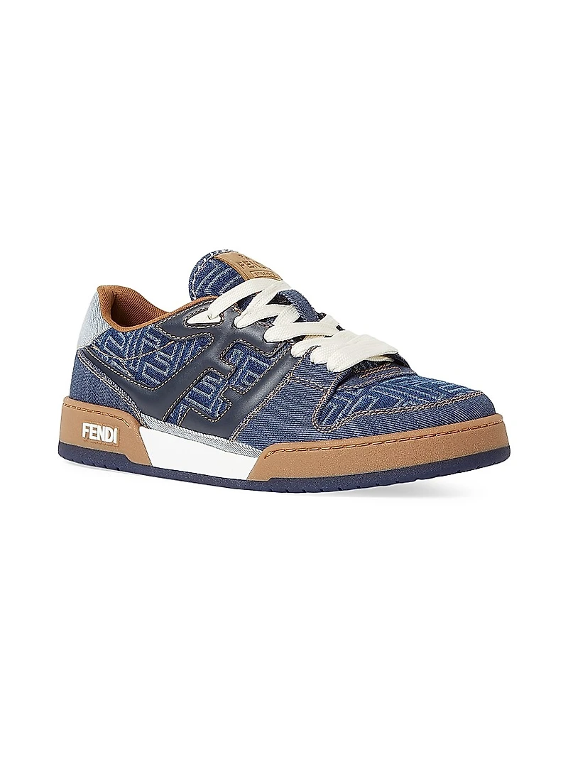 Match FF Denim & Leather Low-Top Sneakers