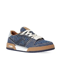 Match FF Denim & Leather Low-Top Sneakers