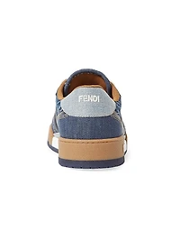 Match FF Denim & Leather Low-Top Sneakers