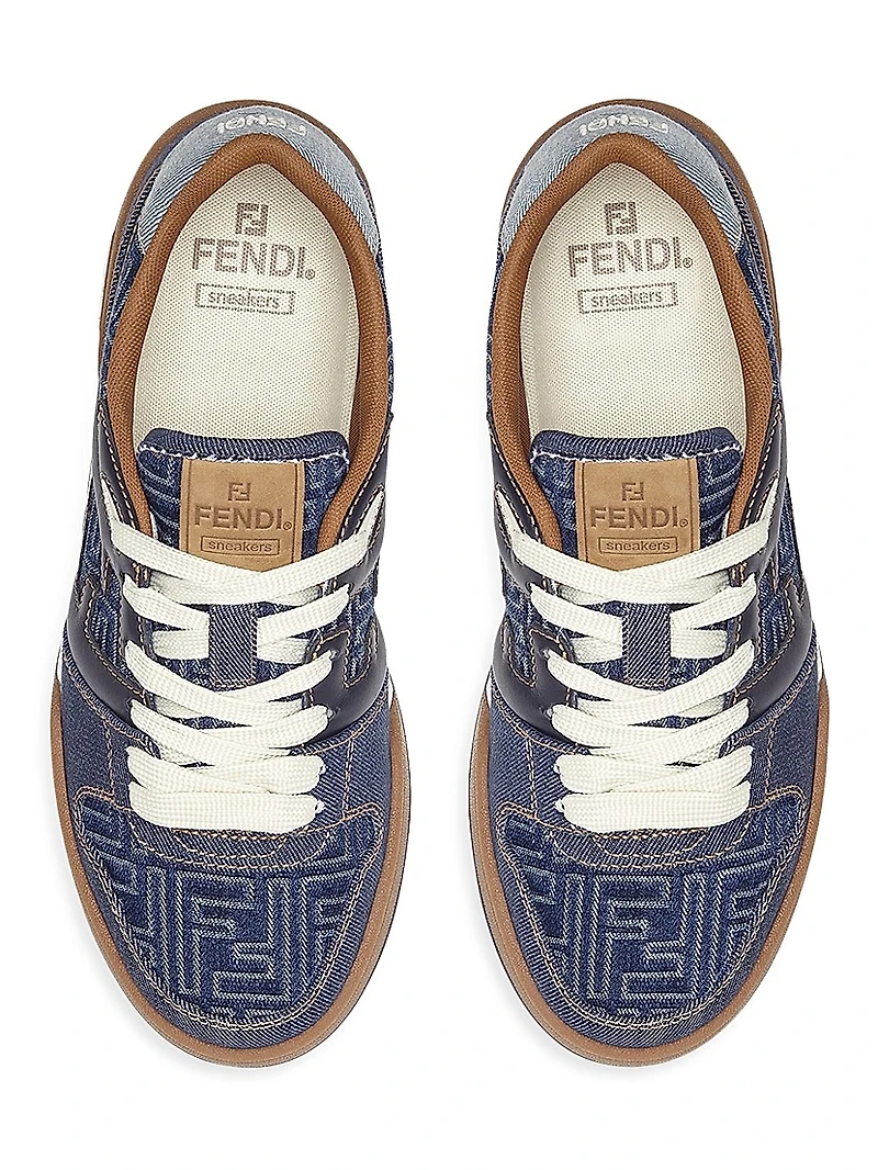 Match FF Denim & Leather Low-Top Sneakers