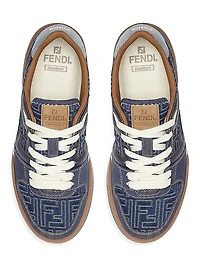 Match FF Denim & Leather Low-Top Sneakers