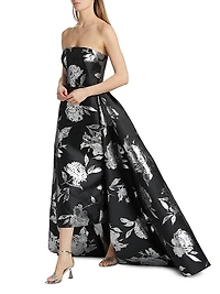 Metallic Jacquard Detachable Overskirt Gown