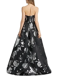 Metallic Jacquard Detachable Overskirt Gown
