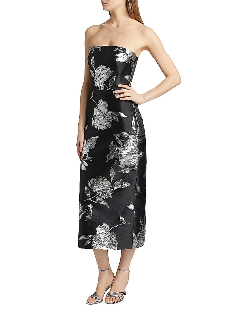 Metallic Jacquard Detachable Overskirt Gown