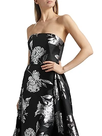 Metallic Jacquard Detachable Overskirt Gown