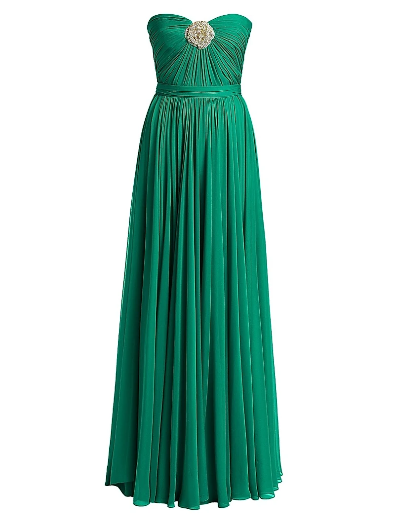 Strapless Silk Chiffon A-Line Gown
