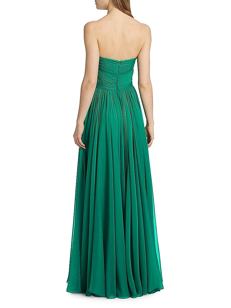 Strapless Silk Chiffon A-Line Gown