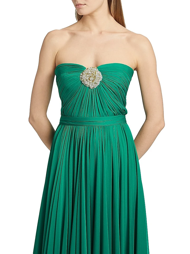 Strapless Silk Chiffon A-Line Gown