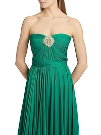 Strapless Silk Chiffon A-Line Gown