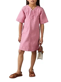 Little Girl's & Lace-Up Denim Dress