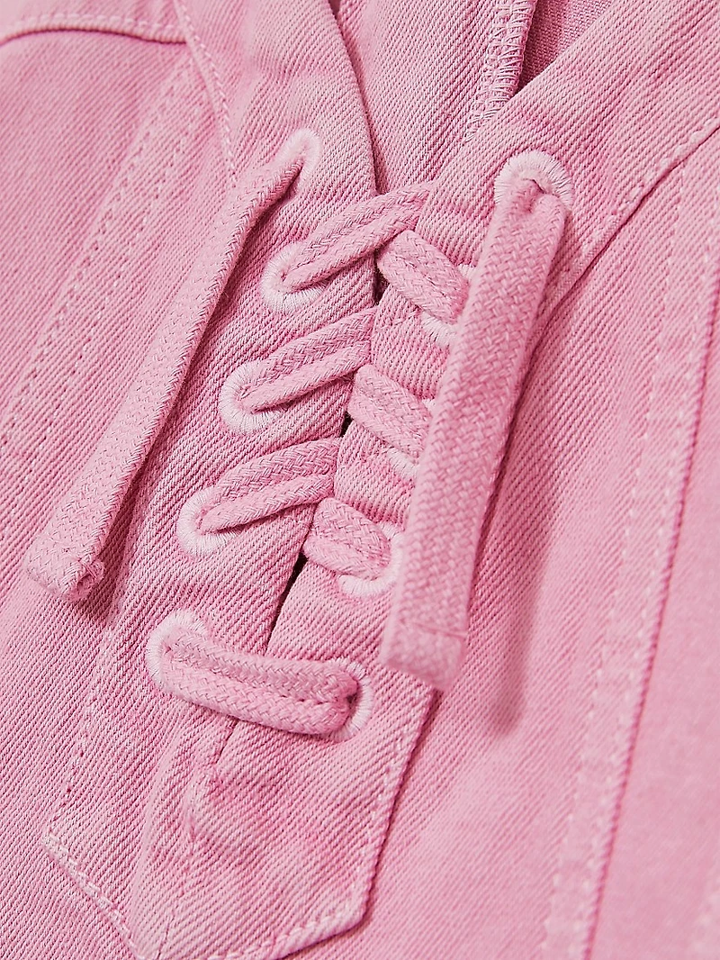 Little Girl's & Lace-Up Denim Dress