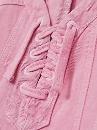 Little Girl's & Lace-Up Denim Dress