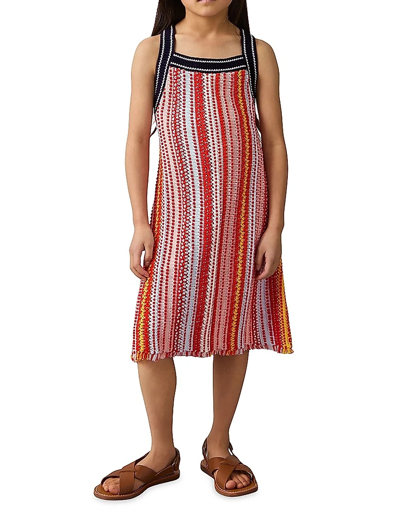 Little Girl's & Striped Crochet Knit Dress