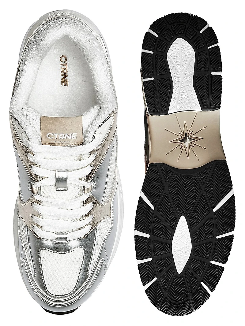 Abundance Metallic Leather Low-Top Sneakers