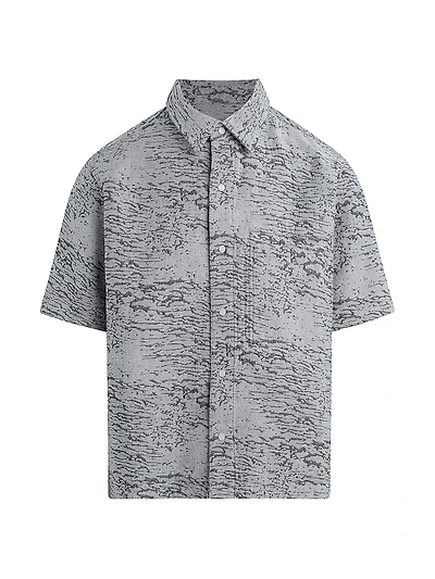 Cotton Jacquard Crop Button-Front Shirt