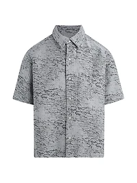 Cotton Jacquard Crop Button-Front Shirt