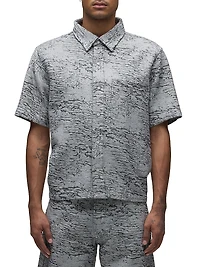 Cotton Jacquard Crop Button-Front Shirt