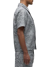 Cotton Jacquard Crop Button-Front Shirt