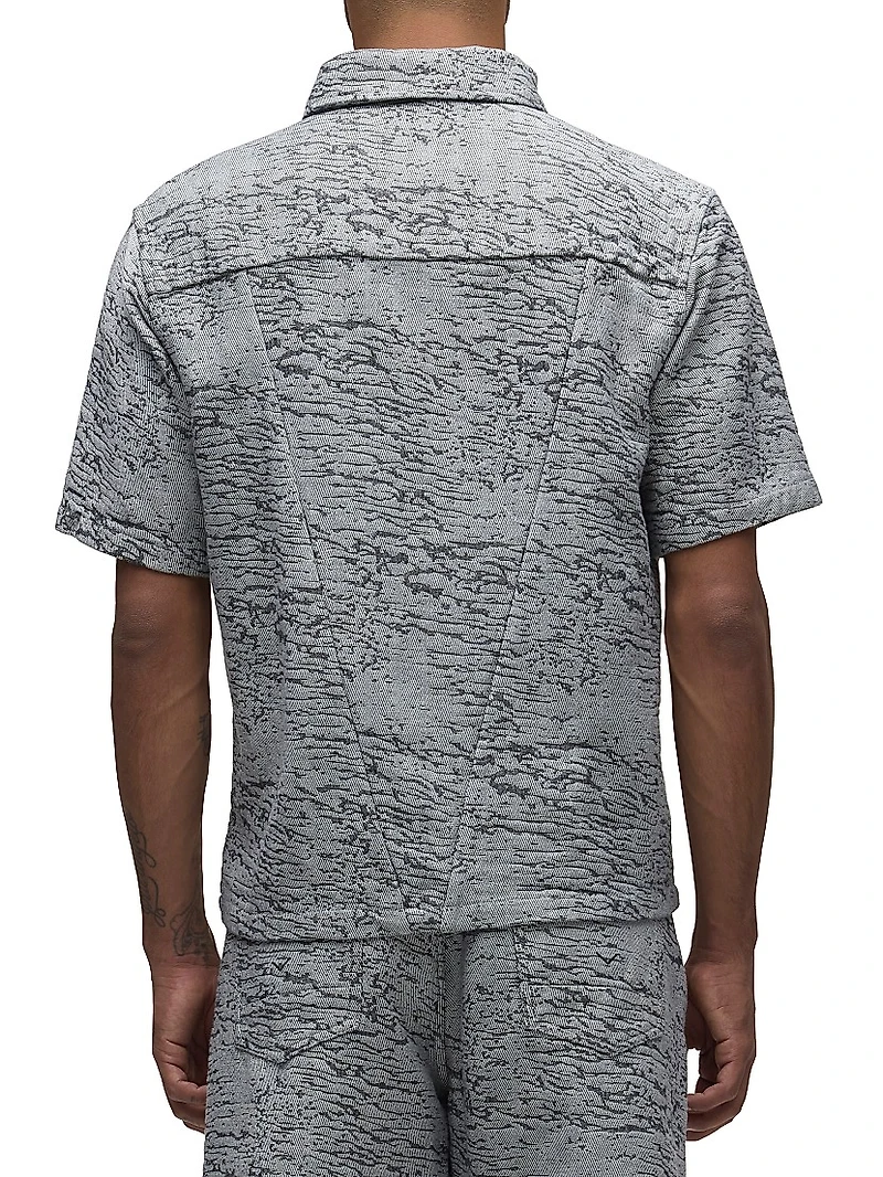 Cotton Jacquard Crop Button-Front Shirt