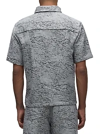 Cotton Jacquard Crop Button-Front Shirt