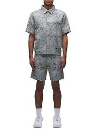 Cotton Jacquard Crop Button-Front Shirt