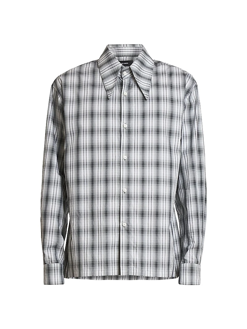Plaid Cotton Point Collar Dress Shirt